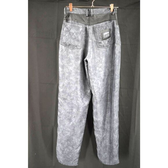 Major Damage Gray 100% Silk Leather Trim Pants - 30 - Picture 2 of 3